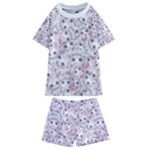 Sweet Kawaii Kitty Pattern (ai) Bk Kids  Swim T-Shirt and Shorts Set