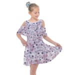 Sweet Kawaii Kitty Pattern (ai) Bk Kids  Shoulder Cutout Chiffon Dress