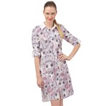 Sweet Kawaii Kitty Pattern (ai) Bk Long Sleeve Mini Shirt Dress