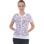 Sweet Kawaii Kitty Pattern (ai) Bk Short Sleeve Zip Up Jacket