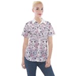 Sweet Kawaii Kitty Pattern (ai) Bk Women s Short Sleeve Pocket Shirt