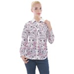 Sweet Kawaii Kitty Pattern (ai) Bk Women s Long Sleeve Pocket Shirt