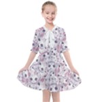 Sweet Kawaii Kitty Pattern (ai) Bk Kids  All Frills Chiffon Dress