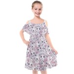 Sweet Kawaii Kitty Pattern (ai) Bk Kids  Cut Out Shoulders Chiffon Dress