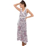 Sweet Kawaii Kitty Pattern (ai) Bk V-Neck Chiffon Maxi Dress