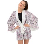 Sweet Kawaii Kitty Pattern (ai) Bk Long Sleeve Kimono