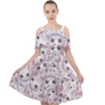 Sweet Kawaii Kitty Pattern (ai) Bk Cut Out Shoulders Dress