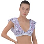 Sweet Kawaii Kitty Pattern (ai) Bk Plunge Frill Sleeve Bikini Top