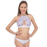 Sweet Kawaii Kitty Pattern (ai) Bk Cross Front Halter Bikini Top