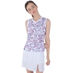 Sweet Kawaii Kitty Pattern (ai) Bk Women s Sleeveless Sports Top