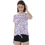 Sweet Kawaii Kitty Pattern (ai) Bk Short Sleeve Open Back T-Shirt