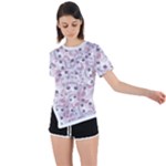 Sweet Kawaii Kitty Pattern (ai) Bk Asymmetrical Short Sleeve Sports T-Shirt