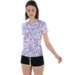 Sweet Kawaii Kitty Pattern (ai) Bk Back Circle Cutout Sports T-Shirt