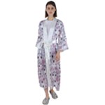 Sweet Kawaii Kitty Pattern (ai) Bk Maxi Satin Kimono