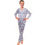 Sweet Kawaii Kitty Pattern (ai) Bk Kids  Satin Long Sleeve Pajamas Set