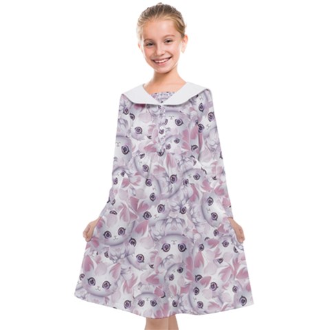 Sweet Kawaii Kitty Pattern (ai) Bk Kids  Midi Sailor Dress from ArtsNow.com