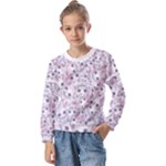 Sweet Kawaii Kitty Pattern (ai) Bk Kids  Long Sleeve T-Shirt with Frill 