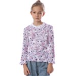 Sweet Kawaii Kitty Pattern (ai) Bk Kids  Frill Detail T-Shirt