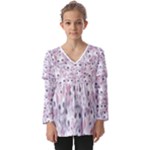 Sweet Kawaii Kitty Pattern (ai) Bk Kids  V Neck Casual Top