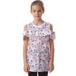 Sweet Kawaii Kitty Pattern (ai) Bk Fold Over Open Sleeve Top