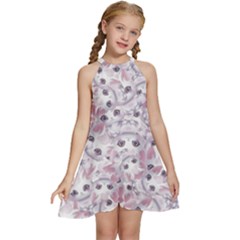 Kids  Halter Collar Waist Tie Chiffon Dress 