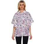 Sweet Kawaii Kitty Pattern (ai) Bk Women s Batwing Button Up Shirt