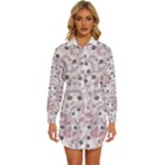 Sweet Kawaii Kitty Pattern (ai) Bk Womens Long Sleeve Shirt Dress