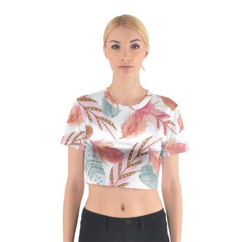 Feathers, Boho, Cute, Feather, Pastel Cotton Crop Top from ArtsNow.com