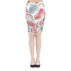 Feathers, Boho, Cute, Feather, Pastel Midi Wrap Pencil Skirt from ArtsNow.com