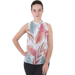 Mock Neck Chiffon Sleeveless Top 