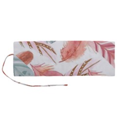 Feathers, Boho, Cute, Feather, Pastel Roll Up Canvas Pencil Holder (M) from ArtsNow.com