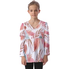 Kids  V Neck Casual Top 