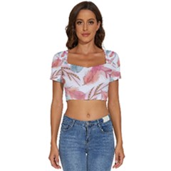 Short Sleeve Square Neckline Crop Top  