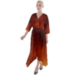 Water Drops, Lui, Amazing Quarter Sleeve Wrap Front Maxi Dress