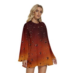 Round Neck Long Sleeve Bohemian Style Chiffon Mini Dress 