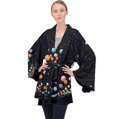 Long Sleeve Velvet Kimono  