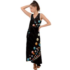 V-Neck Chiffon Maxi Dress 