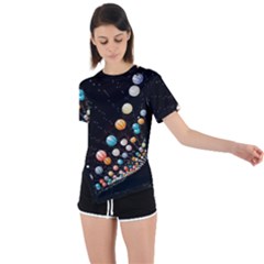 Asymmetrical Short Sleeve Sports T-Shirt 