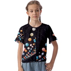 Kids  Cuff Sleeve Scrunch Bottom T-Shirt 