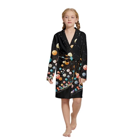 Ballons Night Party Kids  Long Sleeve Velvet Lounge Robe from ArtsNow.com