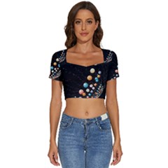 Short Sleeve Square Neckline Crop Top  