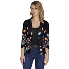 Women s One-Button 3/4 Sleeve Short Jacket 