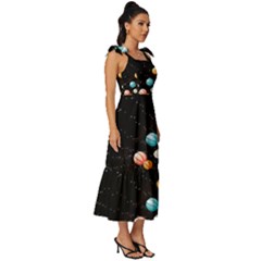 Tie-Strap Tiered Midi Chiffon Dress 