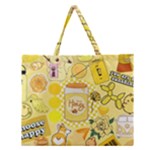 Marillo Pastel Zkt, Aesthetic, Stickers, Yellow Zipper Large Tote Bag