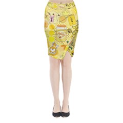 Marillo Pastel Zkt, Aesthetic, Stickers, Yellow Midi Wrap Pencil Skirt from ArtsNow.com