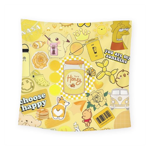 Marillo Pastel Zkt, Aesthetic, Stickers, Yellow Square Tapestry (Small) from ArtsNow.com