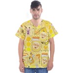 Marillo Pastel Zkt, Aesthetic, Stickers, Yellow Men s V-Neck Scrub Top