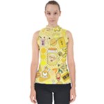 Marillo Pastel Zkt, Aesthetic, Stickers, Yellow Mock Neck Shell Top