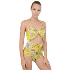 Scallop Top Cut Out Swimsuit 