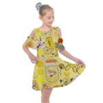 Marillo Pastel Zkt, Aesthetic, Stickers, Yellow Kids  Shoulder Cutout Chiffon Dress